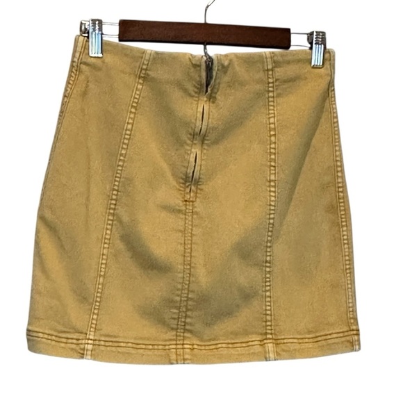 Free People Women’s Modern Femme Khaki Golden Denim Jean Short Mini Skirt Sz 10 - Picture 3 of 6